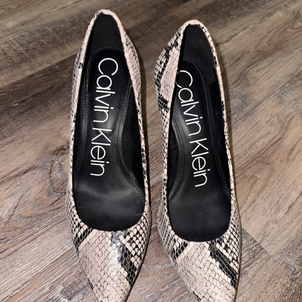 Calvin Klein Snakeskin Heels - Black and Cream